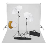 vidaXL Photo Studio Kit with Lights, Umbrellas, Background, and Reflector