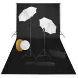 vidaXL Photo Studio Kit with Lights, Umbrellas, Background, and Reflector