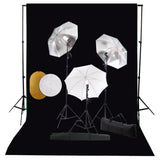 vidaXL Photo Studio Kit with Lights, Umbrellas, Background, and Reflector