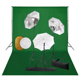 vidaXL Photo Studio Kit with Lights, Umbrellas, Background, and Reflector
