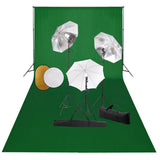 vidaXL Photo Studio Kit with Lights, Umbrellas, Background, and Reflector