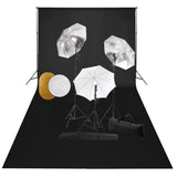 vidaXL Photo Studio Kit with Lights, Umbrellas, Background, and Reflector