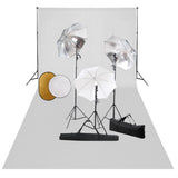 vidaXL Photo Studio Kit with Lights, Umbrellas, Background, and Reflector