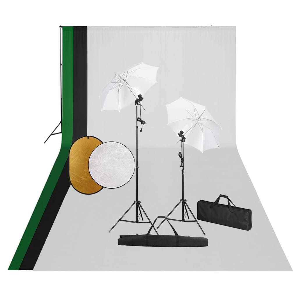 vidaXL Fotostudioset met lampen, paraplu's, achtergrond en reflector