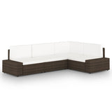 vidaXL 4-Piece Poly Rattan Lounge Set with Cushions Brown