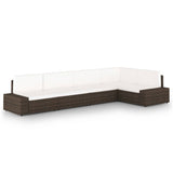 vidaXL 4-Piece Poly Rattan Lounge Set with Cushions Brown