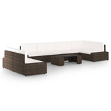 vidaXL 4-Piece Poly Rattan Lounge Set with Cushions Brown
