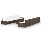 vidaXL 4-Piece Poly Rattan Lounge Set with Cushions Brown