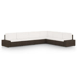 vidaXL 4-Piece Poly Rattan Lounge Set with Cushions Brown