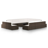 vidaXL 4-Piece Poly Rattan Lounge Set with Cushions Brown