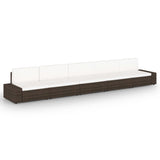 vidaXL 4-Piece Poly Rattan Lounge Set with Cushions Brown