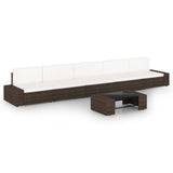 vidaXL 4-Piece Poly Rattan Lounge Set with Cushions Brown