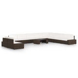 vidaXL 4-Piece Poly Rattan Lounge Set with Cushions Brown