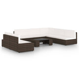 vidaXL 4-Piece Poly Rattan Lounge Set with Cushions Brown