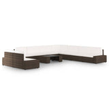 vidaXL 4-Piece Poly Rattan Lounge Set with Cushions Brown