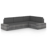 vidaXL 4-Piece Lounge Set with Cushions Poly Rattan Grey