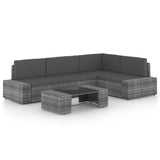 vidaXL 4-Piece Lounge Set with Cushions Poly Rattan Grey