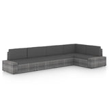 vidaXL 4-Piece Lounge Set with Cushions Poly Rattan Grey