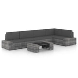 vidaXL 4-Piece Lounge Set with Cushions Poly Rattan Grey