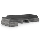 vidaXL 4-Piece Lounge Set with Cushions Poly Rattan Grey