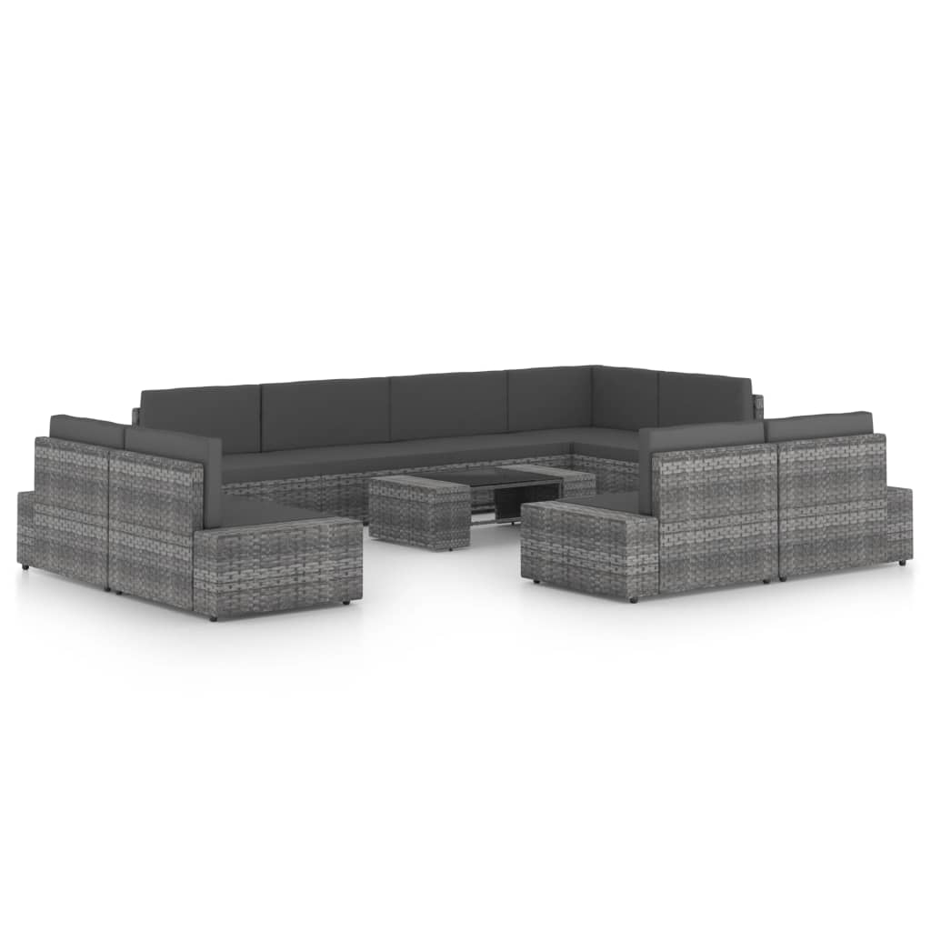 vidaXL 4-Piece Lounge Set with Cushions Poly Rattan Grey