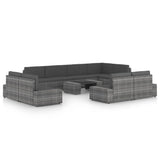 vidaXL 4-Piece Lounge Set with Cushions Poly Rattan Grey
