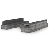 vidaXL 4-Piece Lounge Set with Cushions Poly Rattan Grey