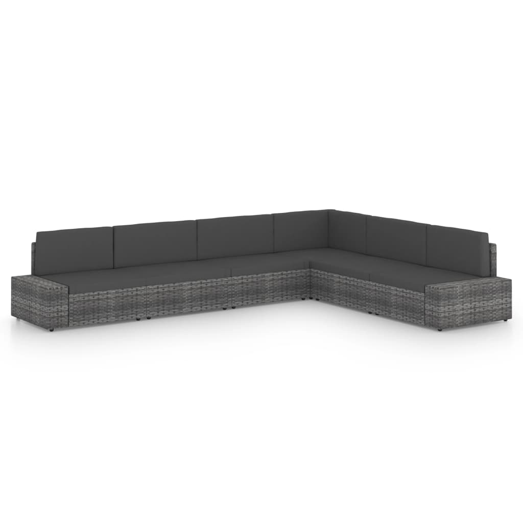 vidaXL 4-Piece Lounge Set with Cushions Poly Rattan Grey