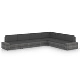 vidaXL 4-Piece Lounge Set with Cushions Poly Rattan Grey