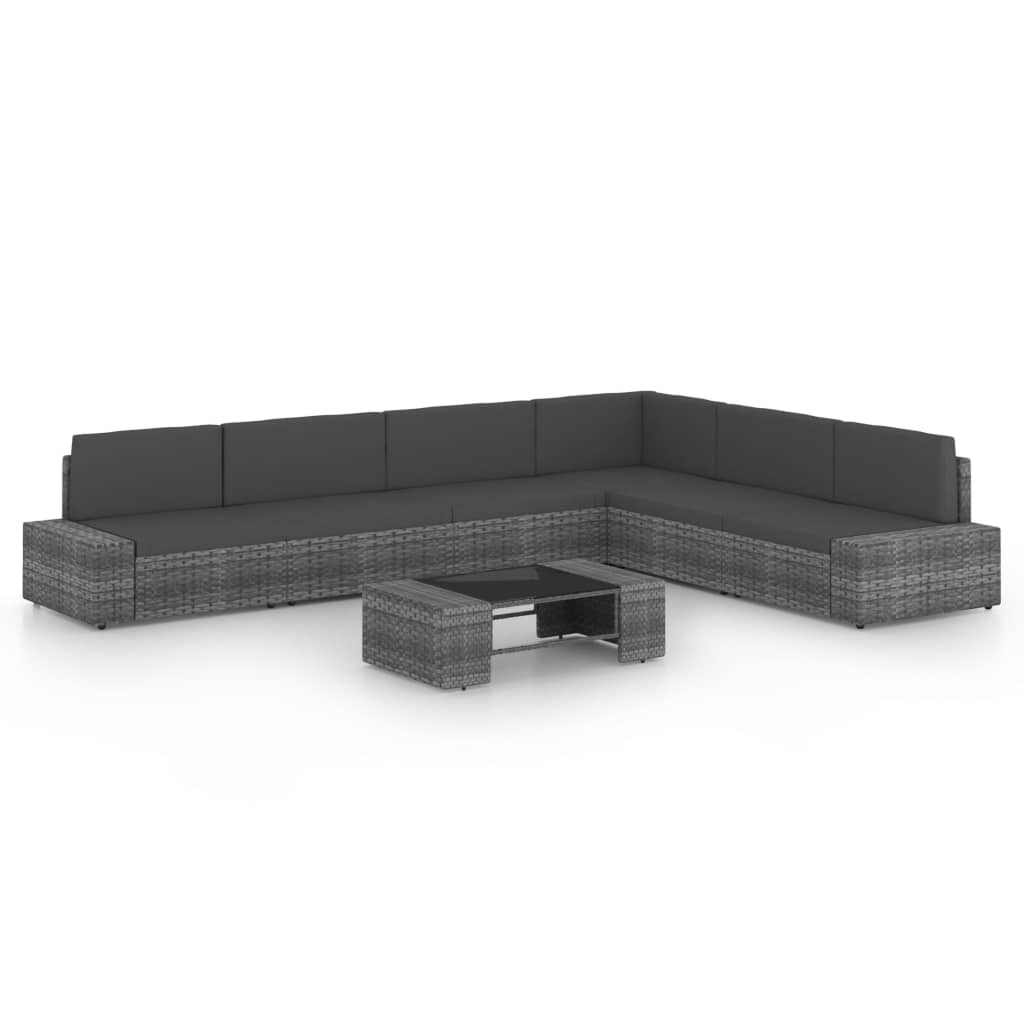 vidaXL 4-Piece Lounge Set with Cushions Poly Rattan Grey