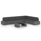 vidaXL 4-Piece Lounge Set with Cushions Poly Rattan Grey