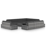 vidaXL 4-Piece Lounge Set with Cushions Poly Rattan Grey