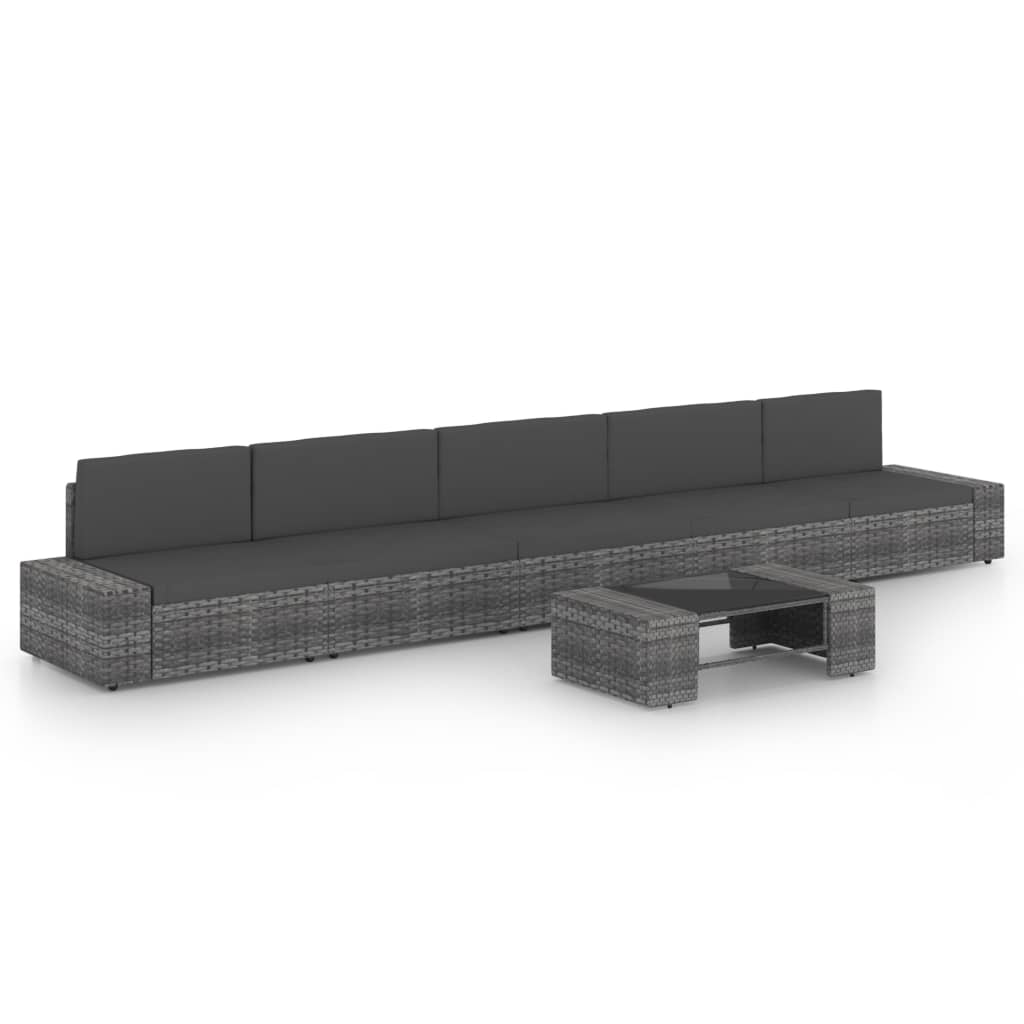 vidaXL 4-Piece Lounge Set with Cushions Poly Rattan Grey