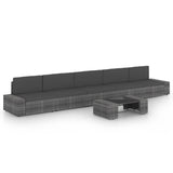 vidaXL 4-Piece Lounge Set with Cushions Poly Rattan Grey