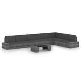 vidaXL 4-Piece Lounge Set with Cushions Poly Rattan Grey