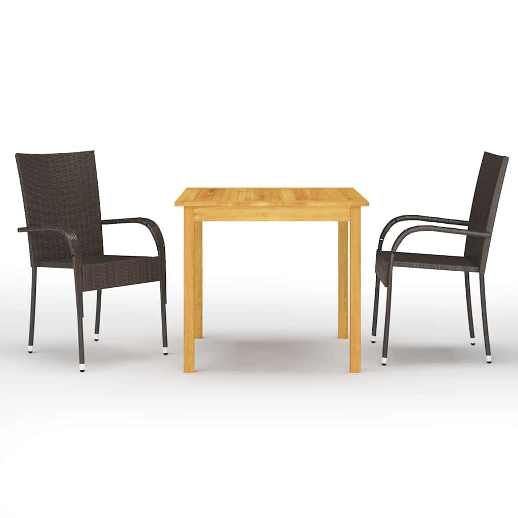 vidaXL 3-Piece Garden Lounge Set Brown
