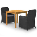 vidaXL 3-Piece Garden Dining Set Black