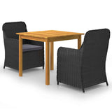 vidaXL 3-Piece Garden Dining Set Black