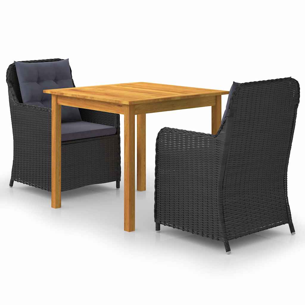 vidaXL 3-Piece Garden Dining Set Black