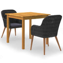 vidaXL 3-Piece Garden Dining Set Black