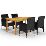 vidaXL 5-piece Garden Dining Set Black