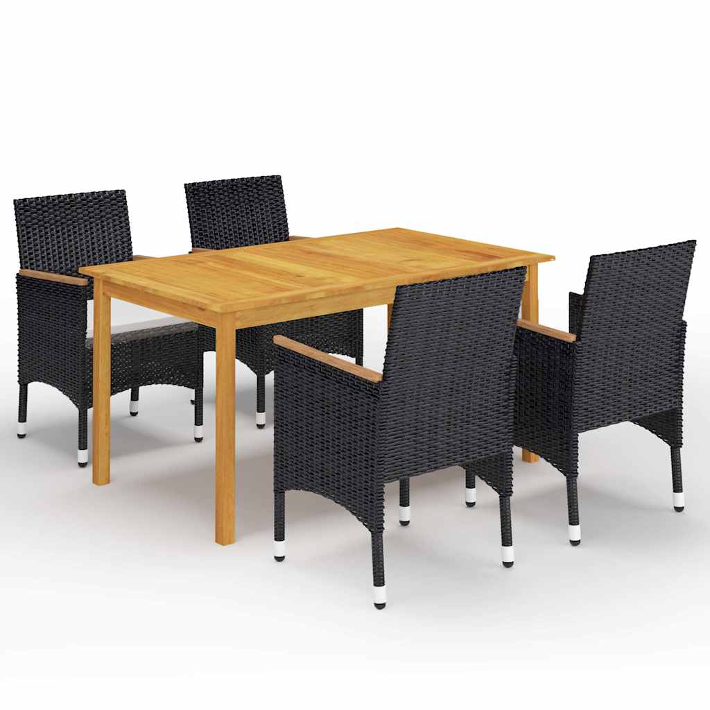 vidaXL 5-piece Garden Dining Set Black