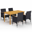 vidaXL 5-piece Garden Dining Set Black