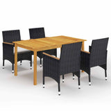 vidaXL 5-piece Garden Dining Set Black