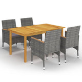 vidaXL 5-piece Garden Dining Set Black