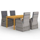 vidaXL 5-Piece Garden Dining Set Grey