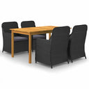 vidaXL 5-piece Garden Dining Set Black