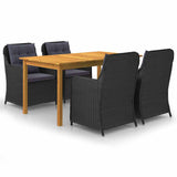 vidaXL 5-piece Garden Dining Set Black