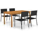 vidaXL 5-piece Garden Dining Set black
