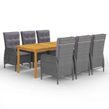vidaXL 7-Piece Garden Dining Set Grey